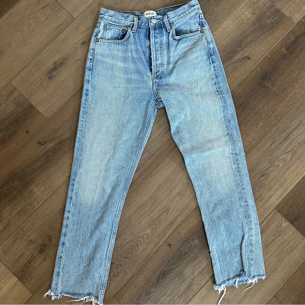 Agolde High Rise Light Blue Denim Jeans